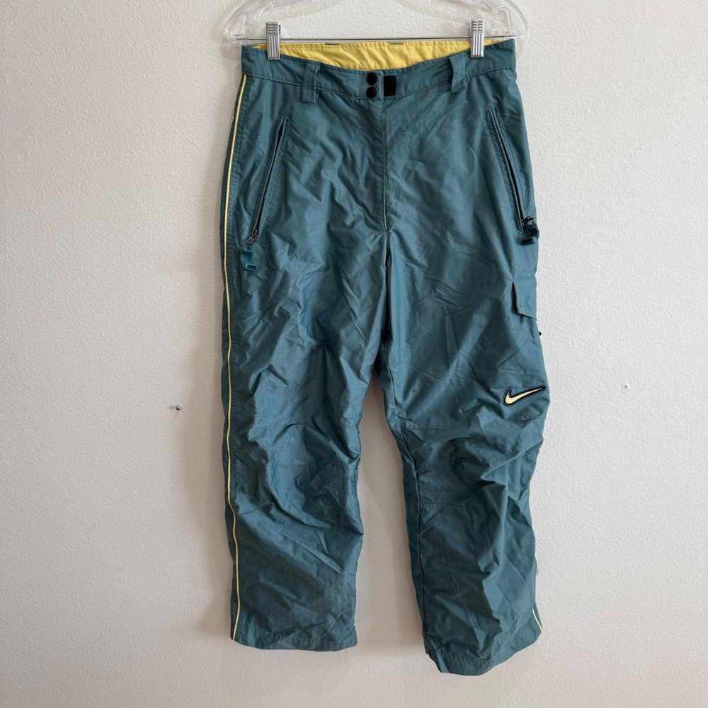 Nike ACG Outer Layer 3 Snow Pants Teal Blue Yellow Women's Medium Vintage M 8-10